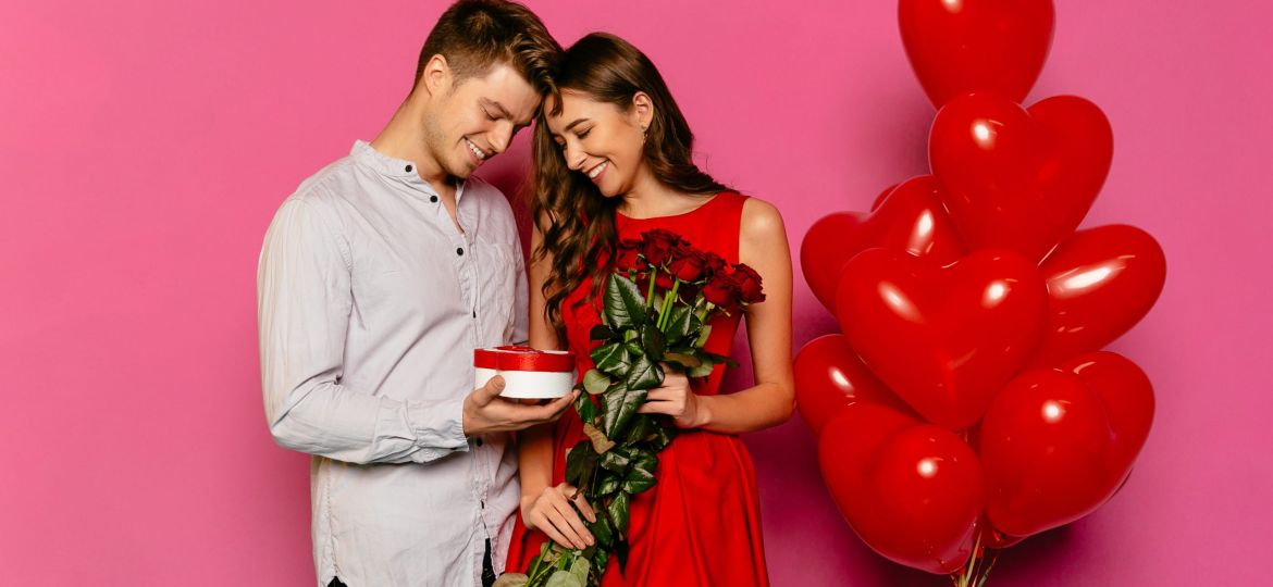 Beautiful couple celebrating St. Valentine's day